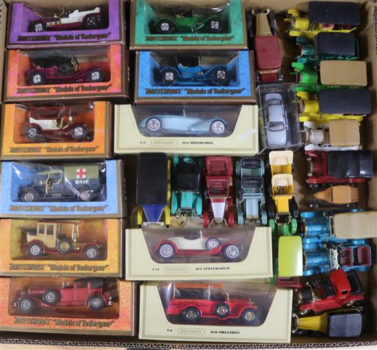 A collection of Matchbox and Corgi trade vehicles and cars, etc.
